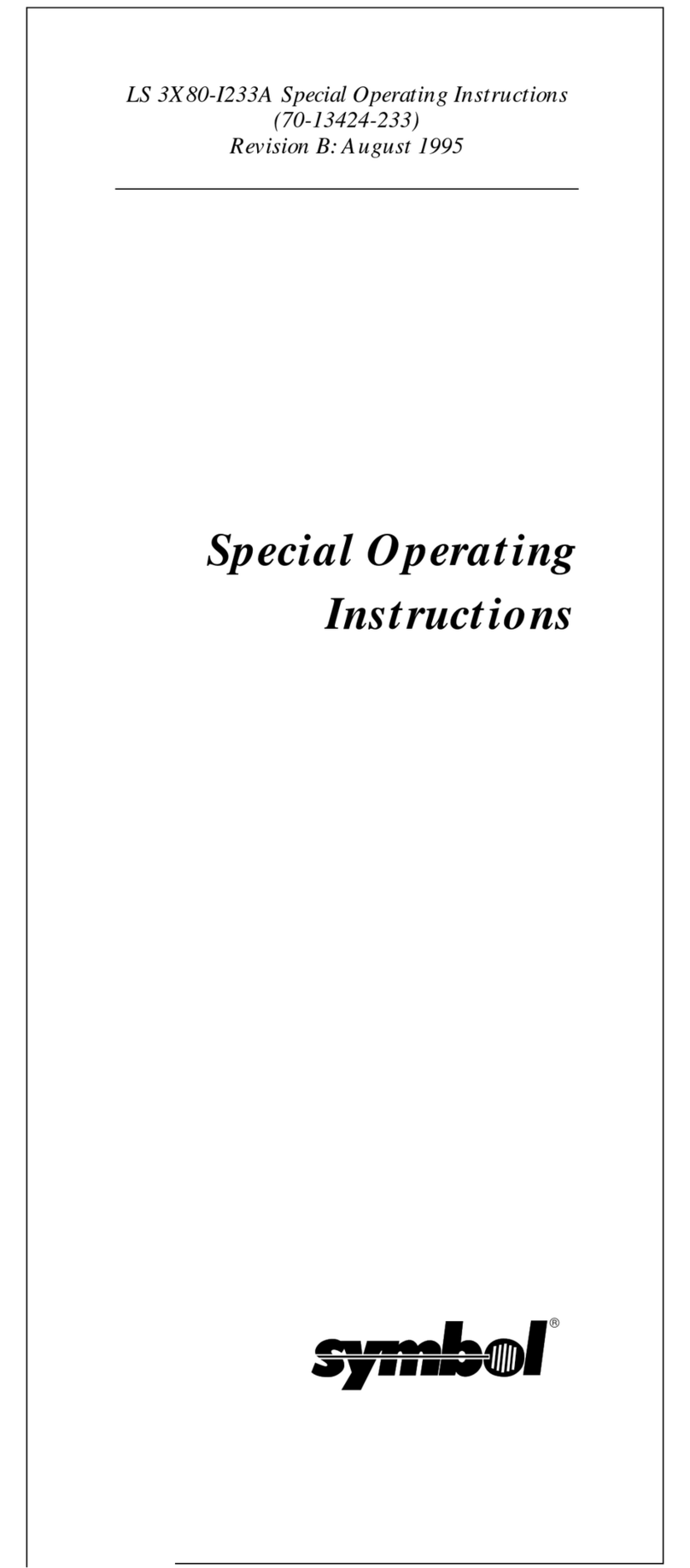Symbol LS 3X80-I233A User manual