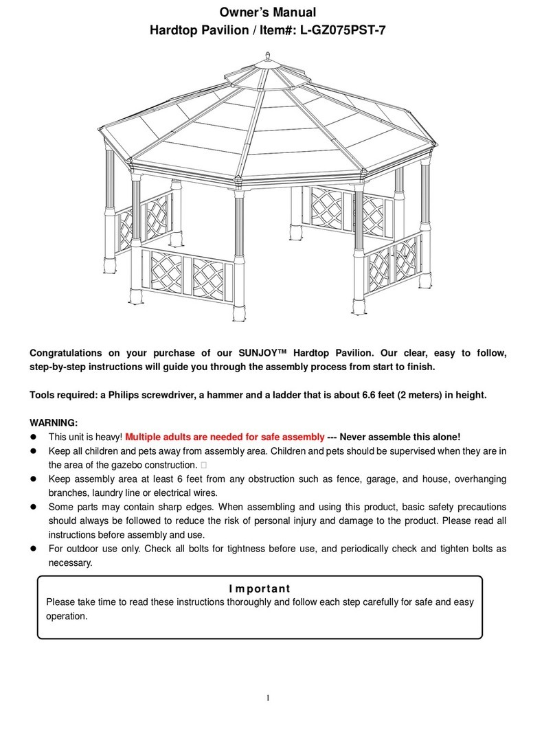 Sunjoy Hardtop Pavilion owner's manual