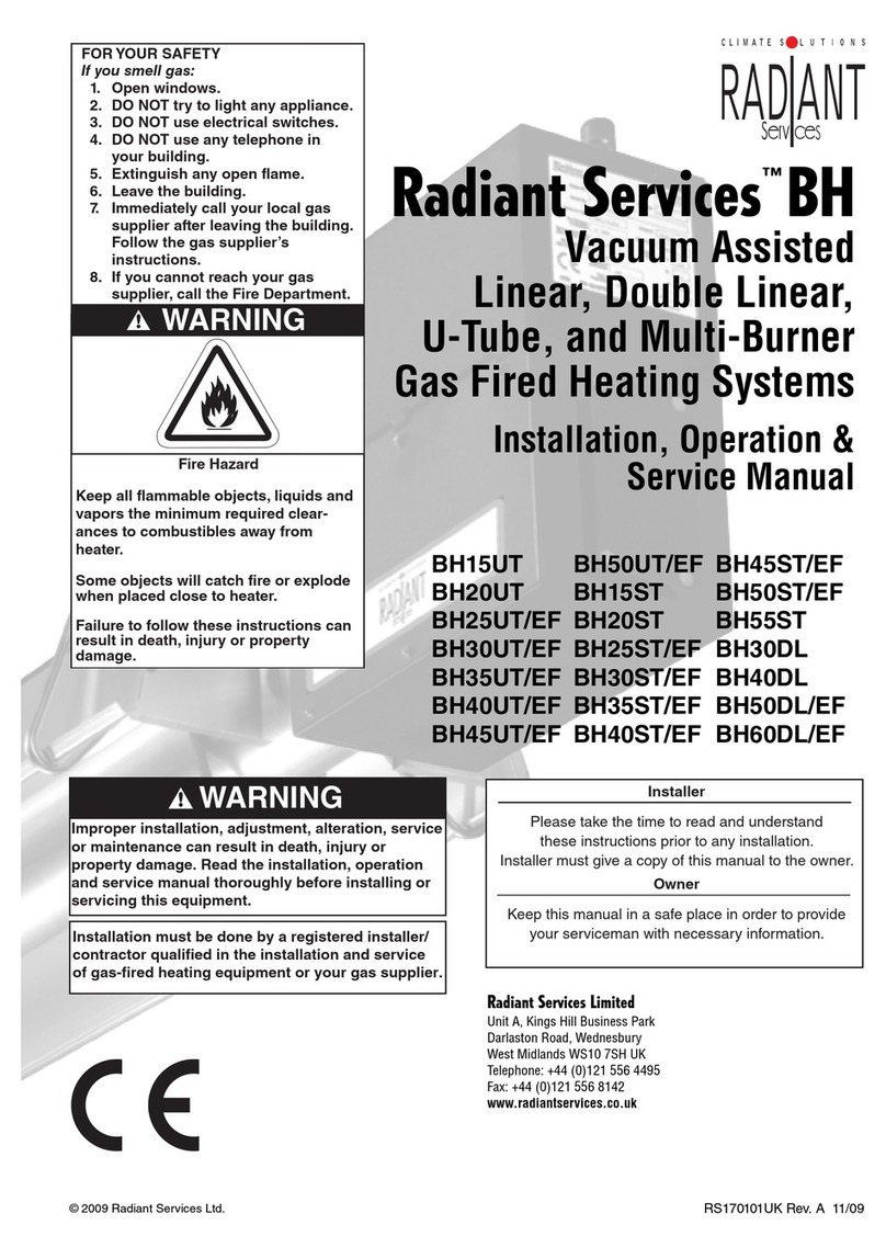 Radiant BH15UT Installation, operation & service manual