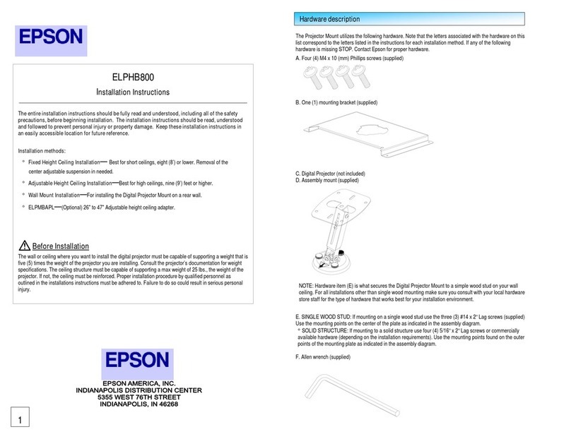 Epson ELPHB800 installation instructions