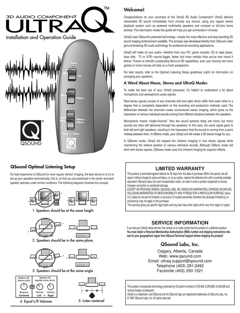 QSound UltraQ Installation and operation guide