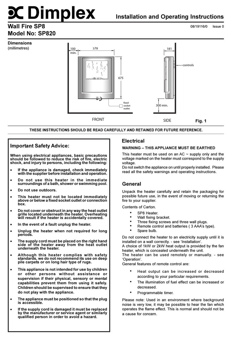 Dimplex SP820 Installation and operating instructions