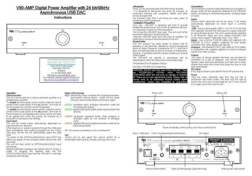 Musical Fidelity V90-AMP instructions