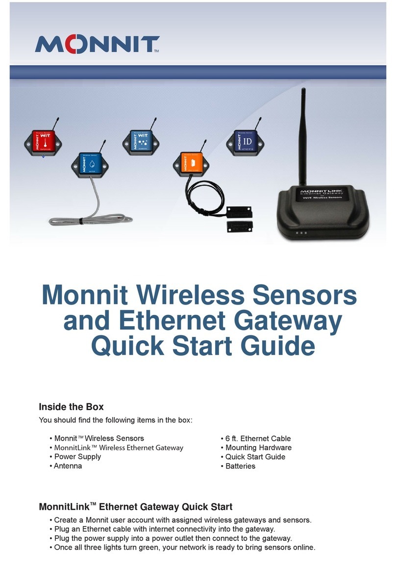 Monnit Wireless Sensors and Ethernet Gateway User manual