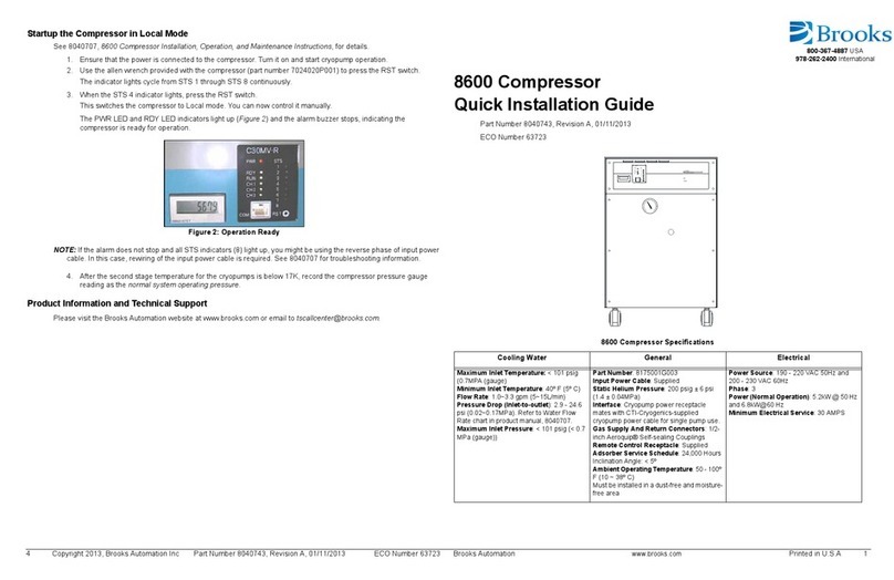Brooks 8600 Quick installation guide