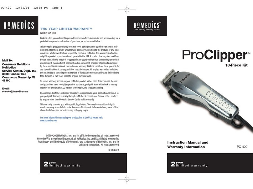 HoMedics ProClipper PC-400 instruction manual