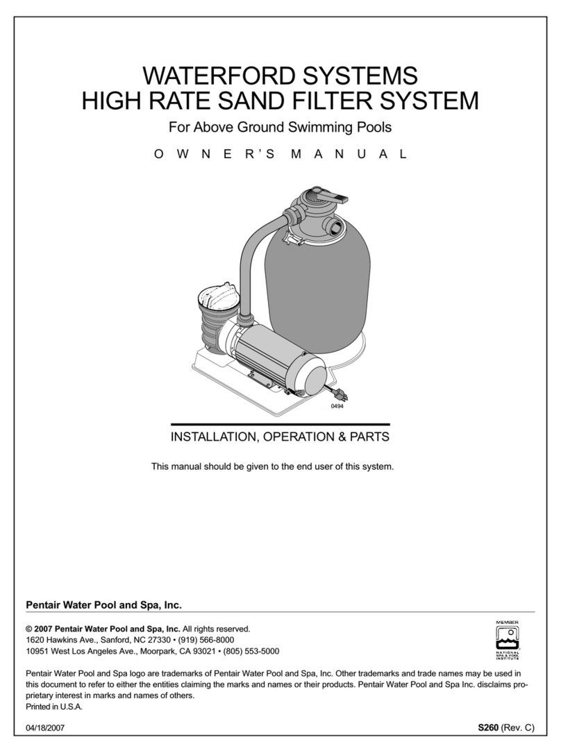 Pentair Pool Products HIGH-RATE SAND FILTER SYSTEM owner's manual
