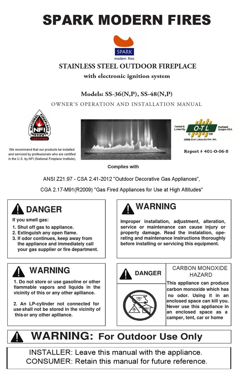 Spark modern fires SS-36N OWNER'S OPERATION AND INSTALLATION MANUAL