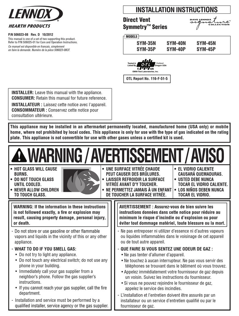 Lennox Hearth Products Symmetry SYM-35N installation instructions