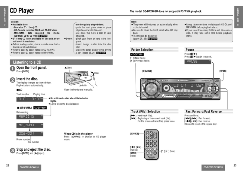 Panasonic CQDFX403U - AUTO RADIO/CD DECK User manual