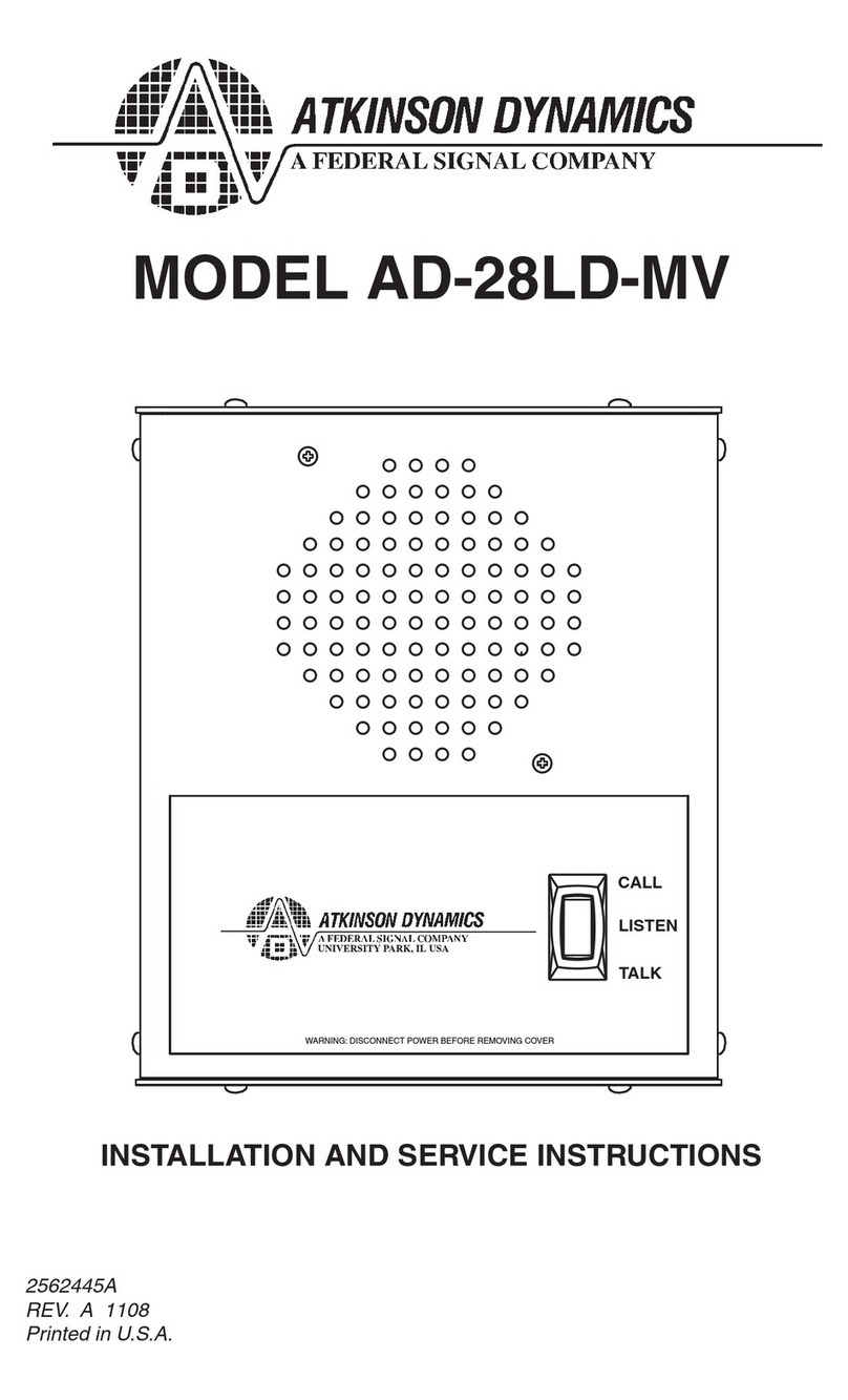Atkinson Dynamics AD-28LD-MV Installation and service instructions