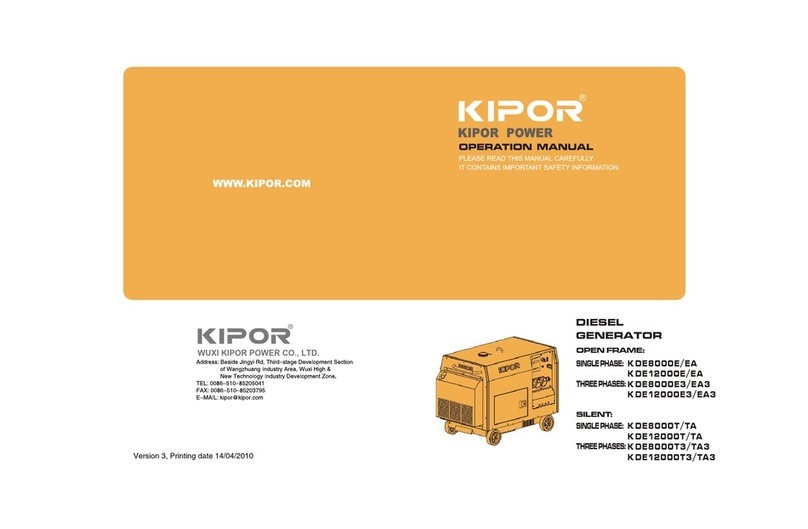 Kipor K DE12000TA3 Operation manual