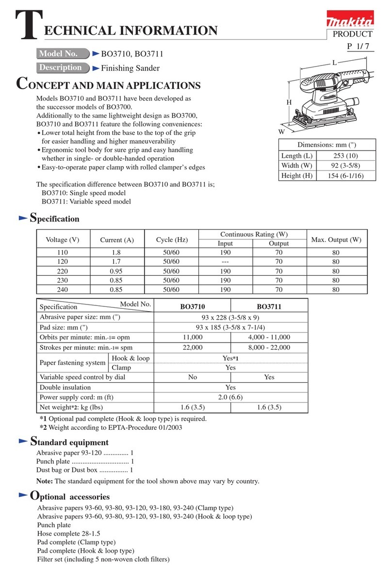 Makita BO3710 technical information
