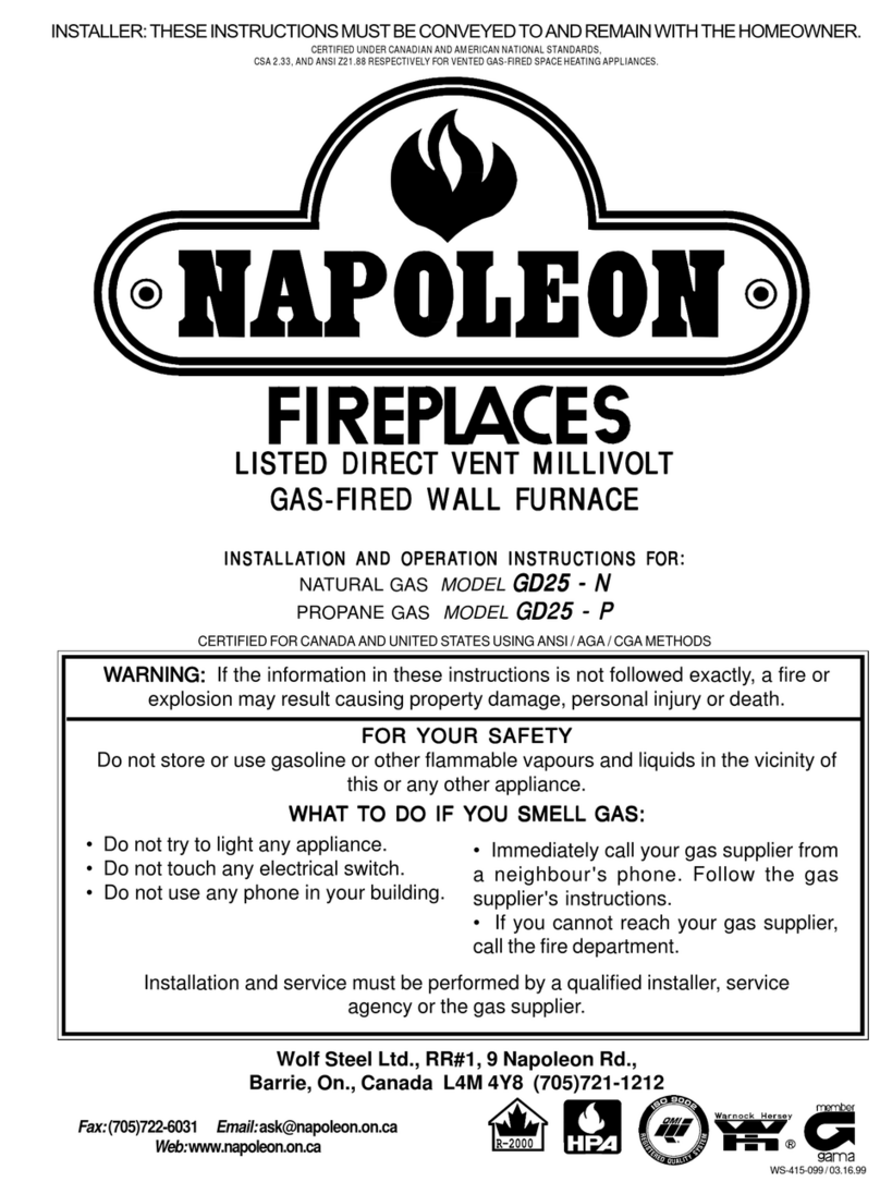 Napoleon GD25-N Installation and operation instructions Napoleon GD25-N Installation and operation instructions