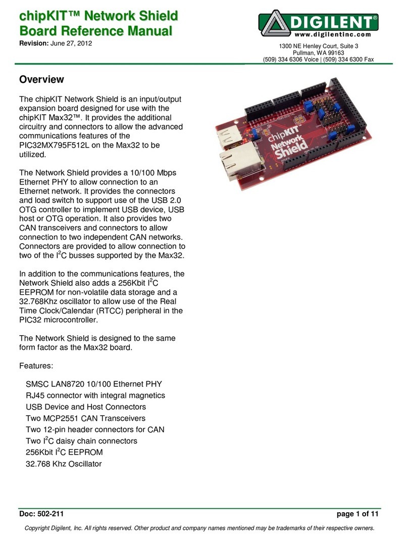 Digilent chipKIT Network Shield Reference manual and user's guige Digilent chipKIT Network Shield Reference manual and user's guige