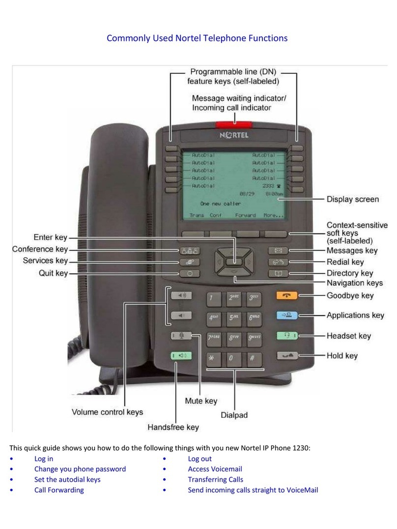 Nortel Telephone User manual Nortel Telephone User manual