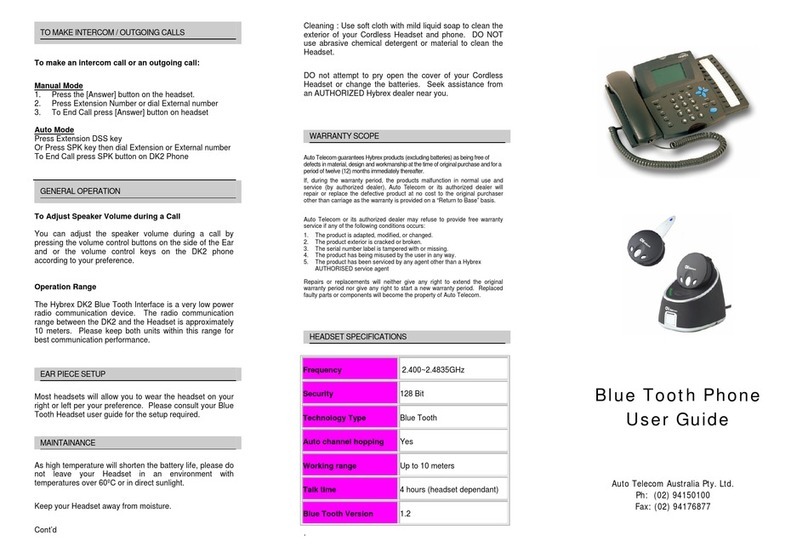 HYBREX Blue Tooth Phone user guide