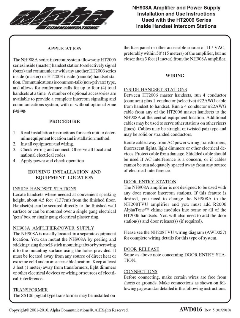 Alpha Communications NH908A Operating and maintenance manual