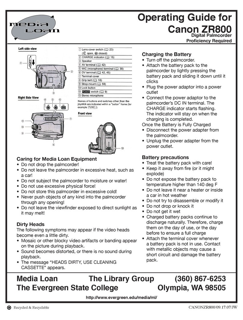 Canon ZR 800 - Camcorder - 680 KP User manual
