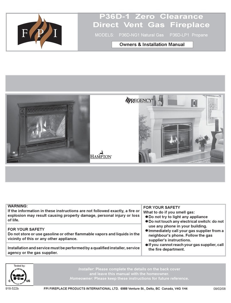 FPI Regency P36D-NG1 Owners & installation manual