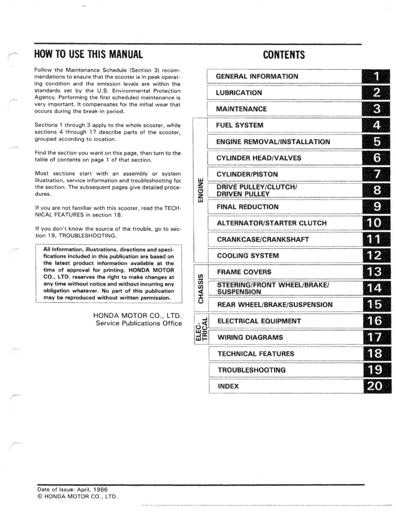 Honda CH250 Elite 1986 Service manual