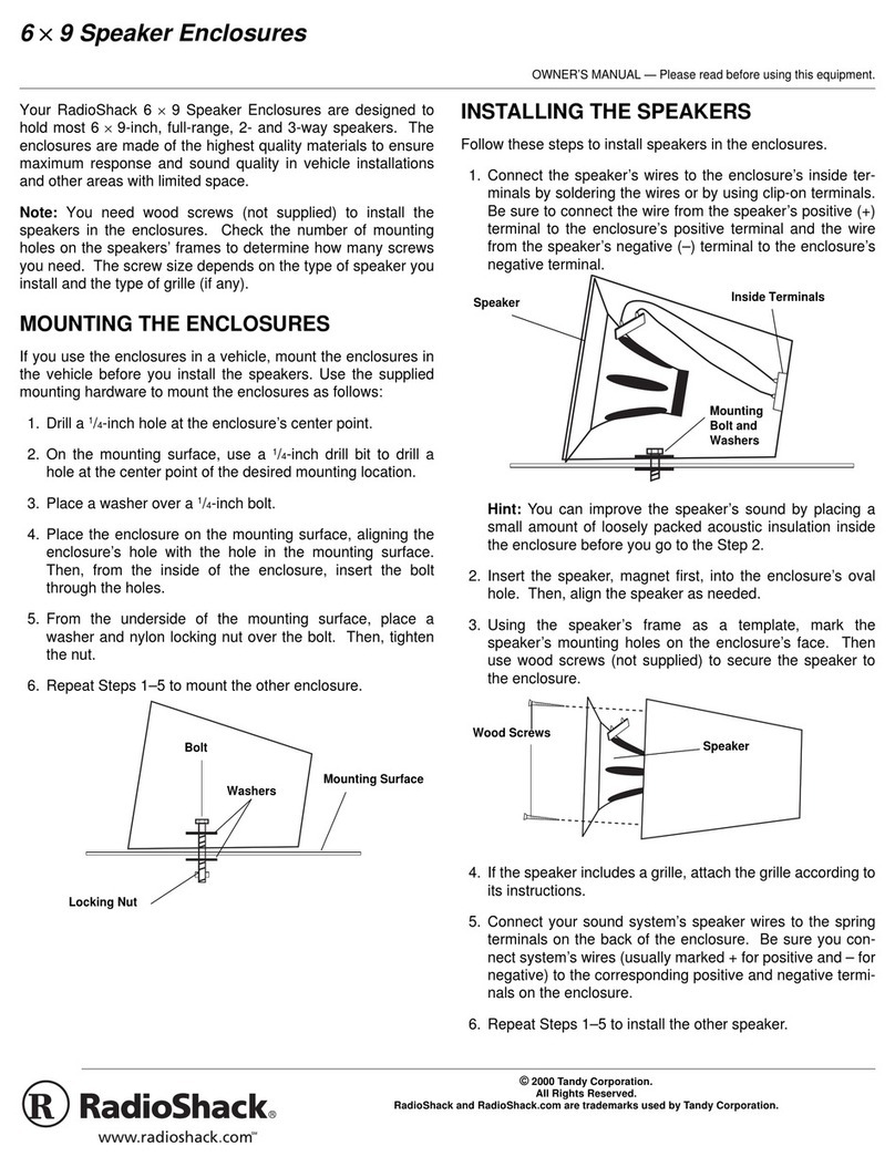 Radio Shack 6 × 9 Speaker Enclosures owner's manual Radio Shack 6 × 9 Speaker Enclosures owner's manual