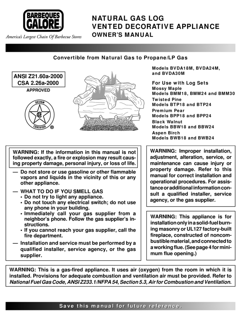 Barbeques Galore BVDA18M owner's manual