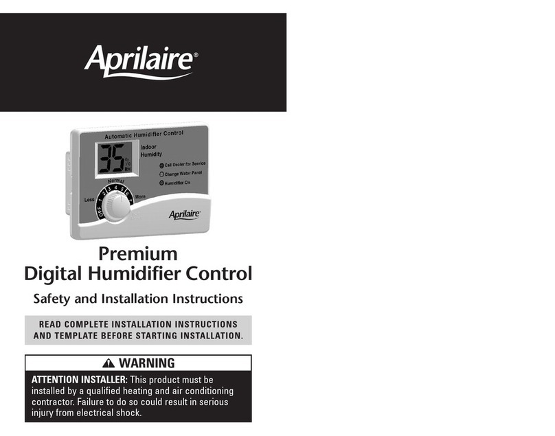 Aprilaire Premium Digital Humidifier Control Safety and installation instructions