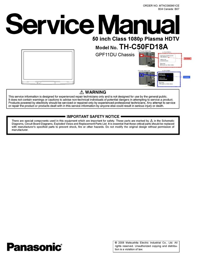 Panasonic THC50FD18A - 50" PLASMA TV Service manual Panasonic THC50FD18A - 50" PLASMA TV Service manual