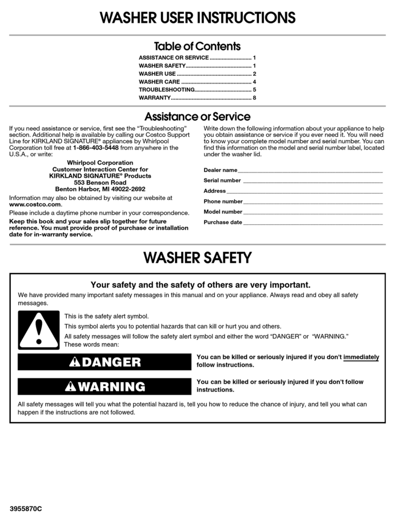 Whirlpool WASHER User instructions