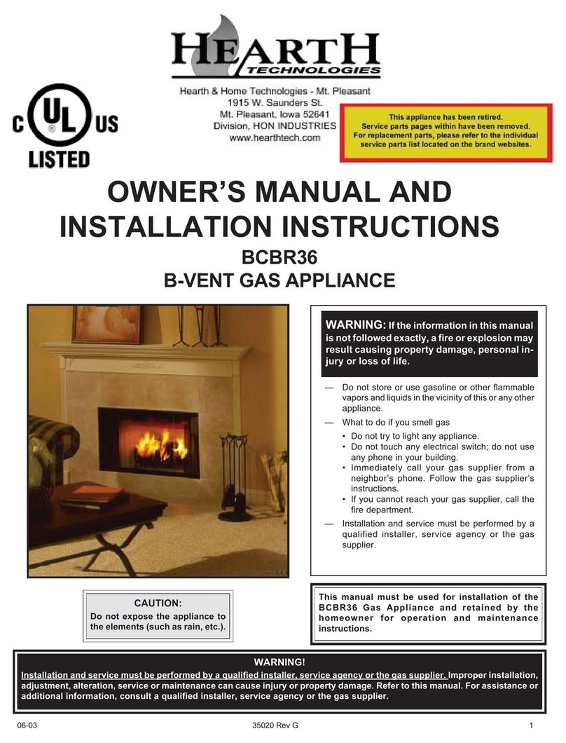 Hearth Technologies BCBR36 Owner's manual and installation instructions