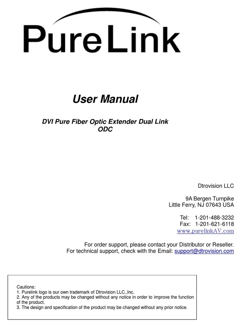 PureLink DVI Pure Fiber Optic Extender Dual LinkODC User manual