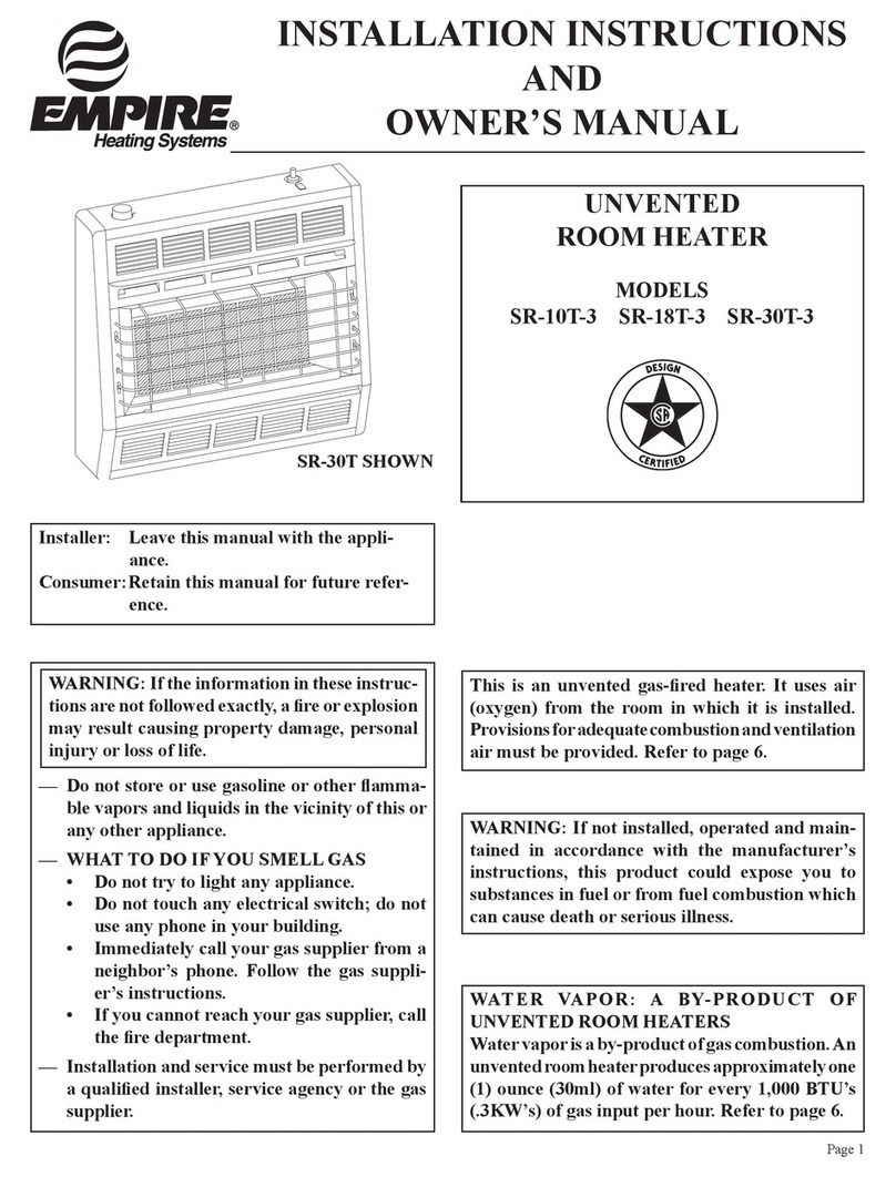 Empire Heating Systems SR-10T-3 Quick start guide