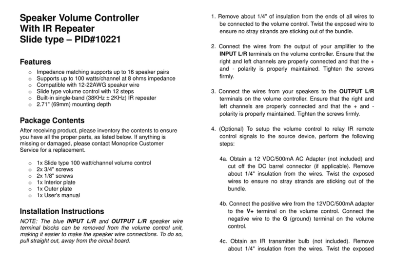 Monoprice Speaker Volume Control with Infrared... user manual