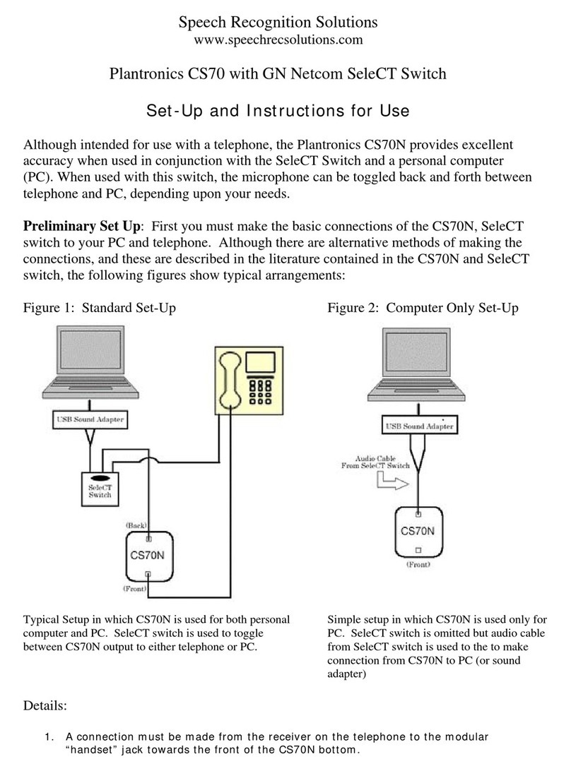 Plantronics CS70 Series Instruction and safety manual