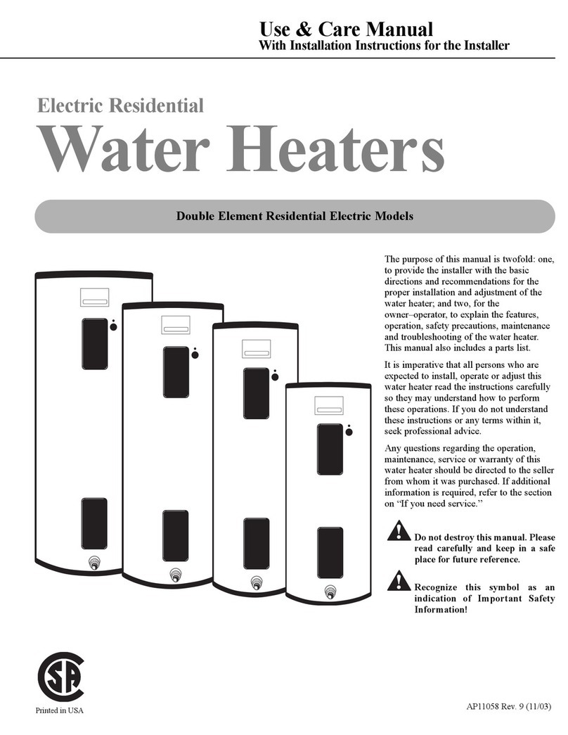 Rheem Double Element Residential Electric Models User manual