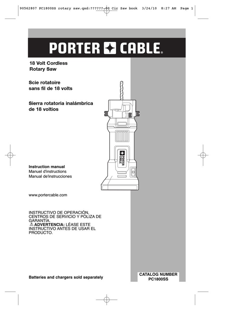 Porter-Cable 18 Volt Cordless Rotary Saw instruction manual