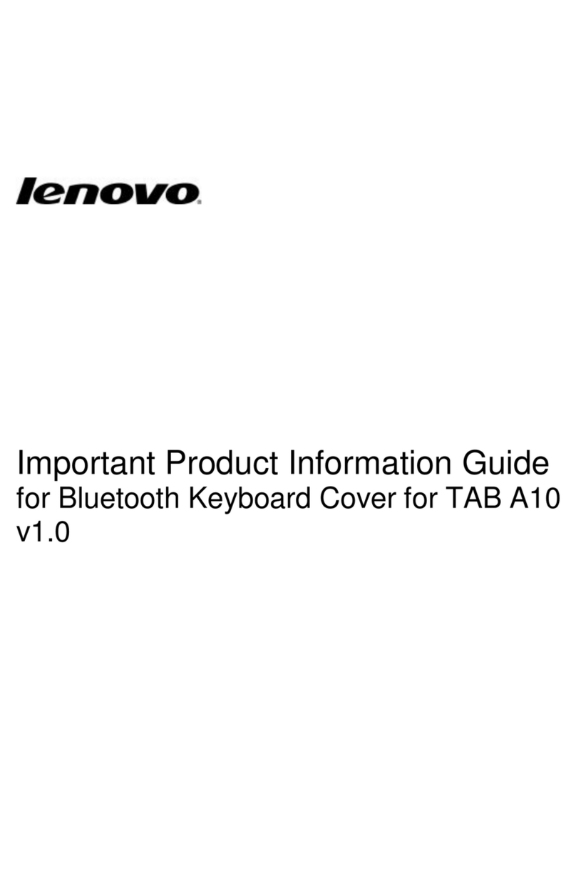 Lenovo Bluetooth Keyboard Cover for TAB A10 Important product information guide