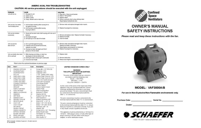 Shaefer VAF3000A owner's manual