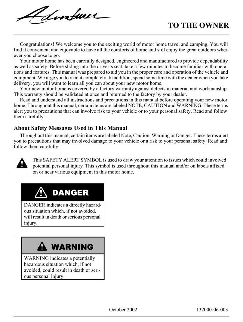 Winnebago 2003 adventurer owner's manual