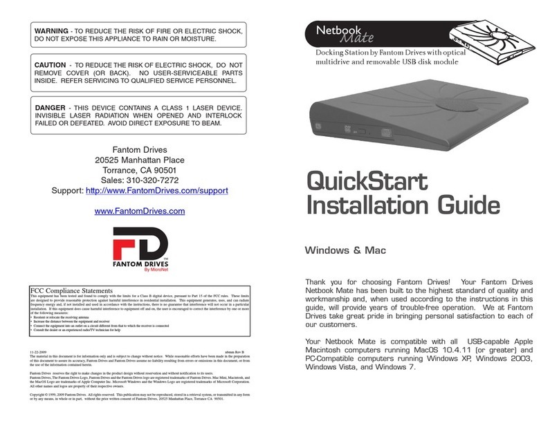 Fantom Drives Netbook Mate DVD Docking unit Quick start installation guide