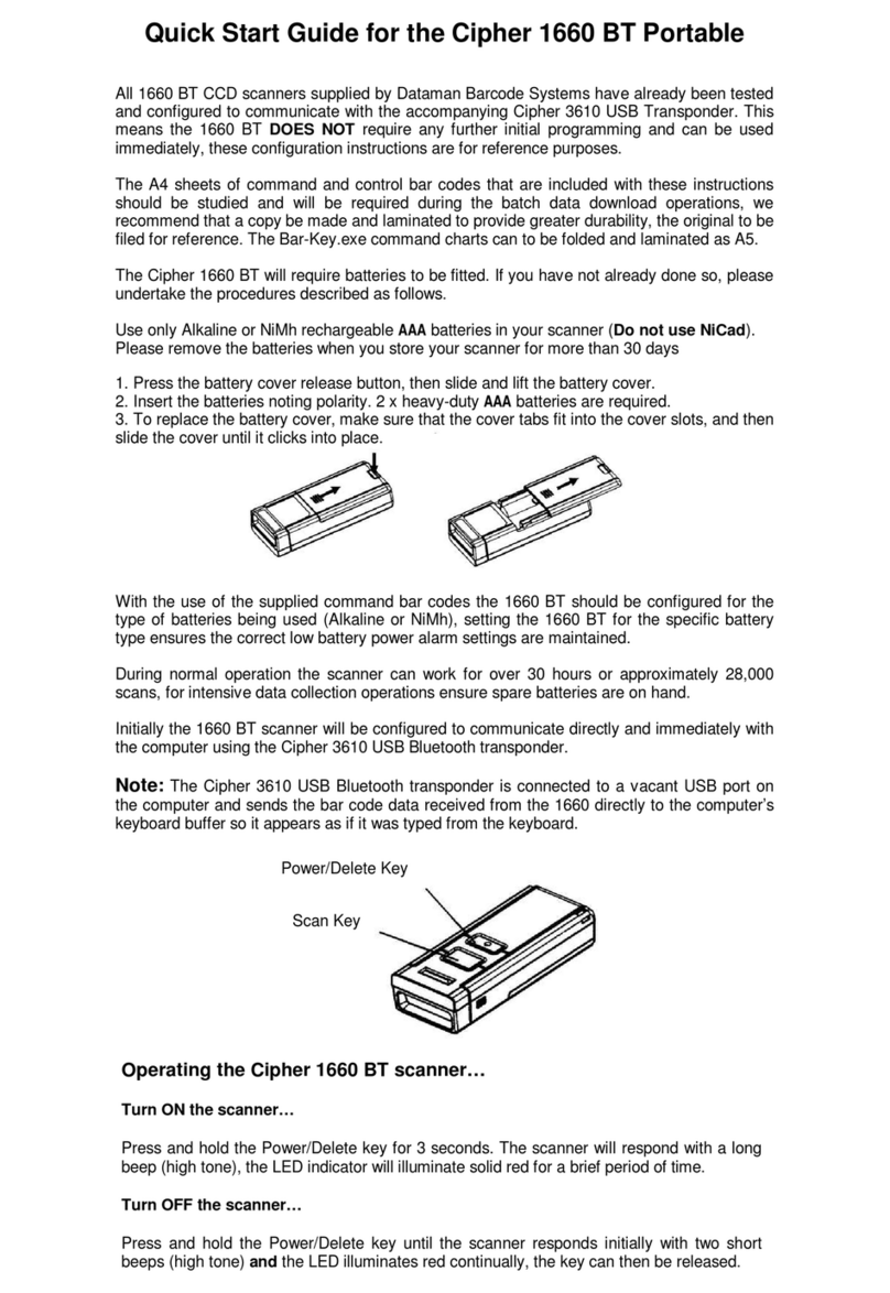 Dataman Cipher 1660 BT Portable quick start guide