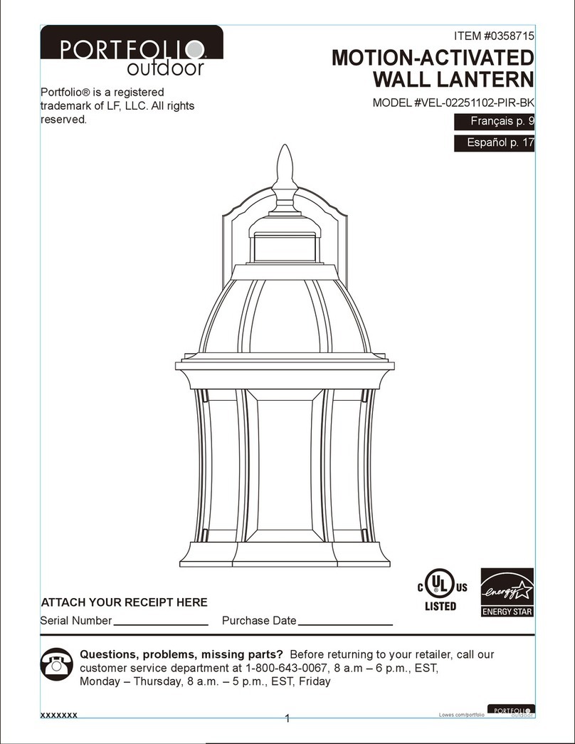 Portfolio VEL-02251102-PIR-BK Installation instructions Portfolio VEL-02251102-PIR-BK Installation instructions