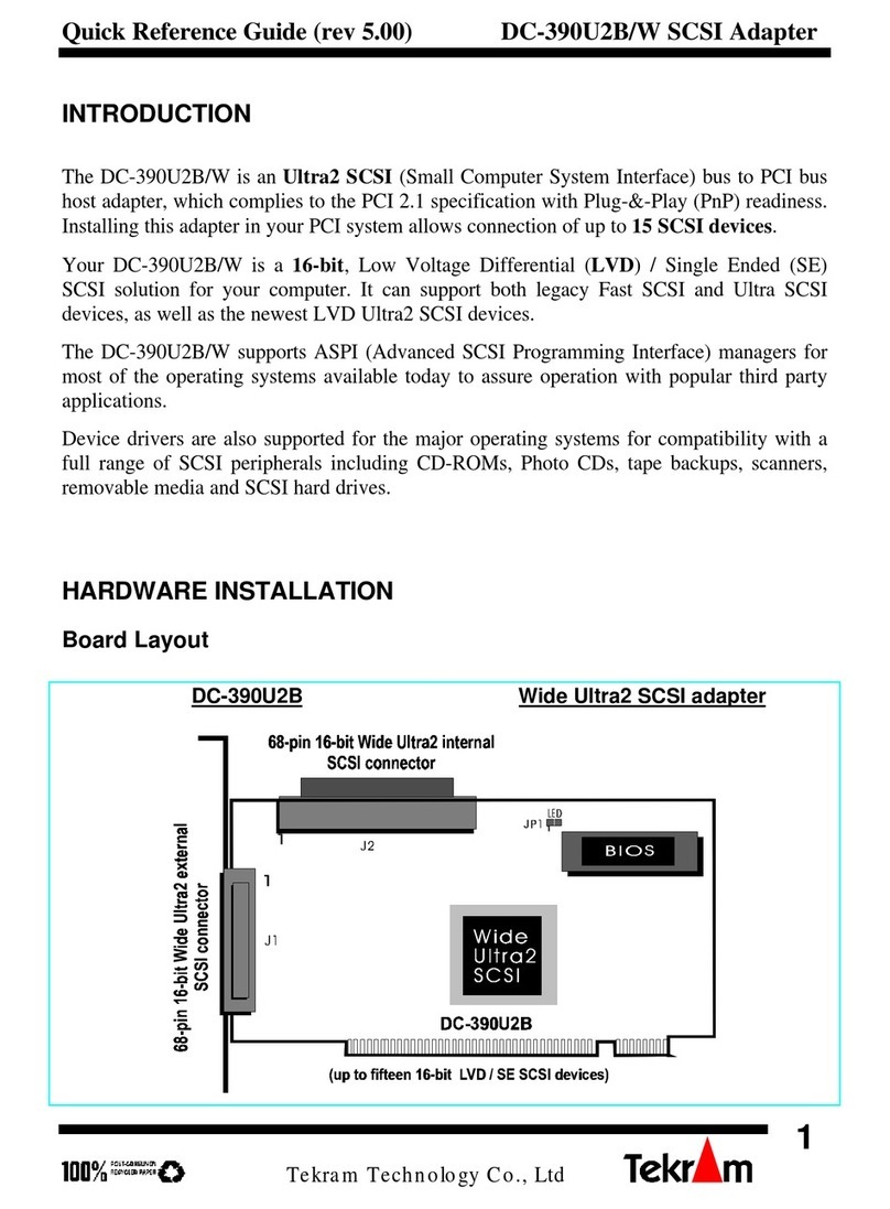 Tekram Technology DC-390U2B Quick reference guide