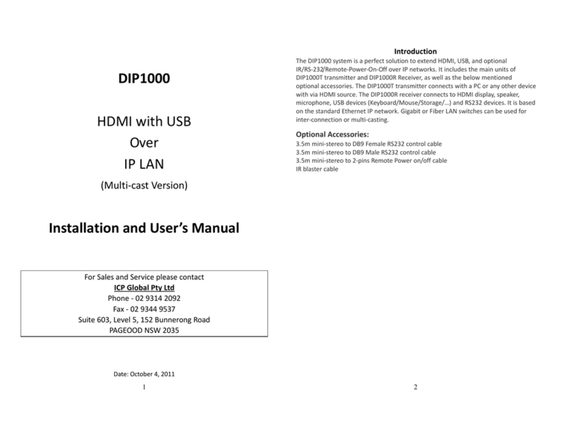 ICP Global Pty DIP1000 Installation and user manual