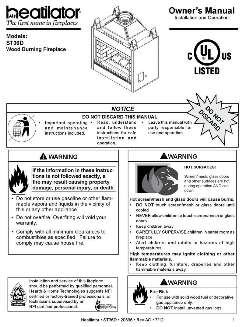 Heatilator Wood Burning Fireplace ST36D User manual