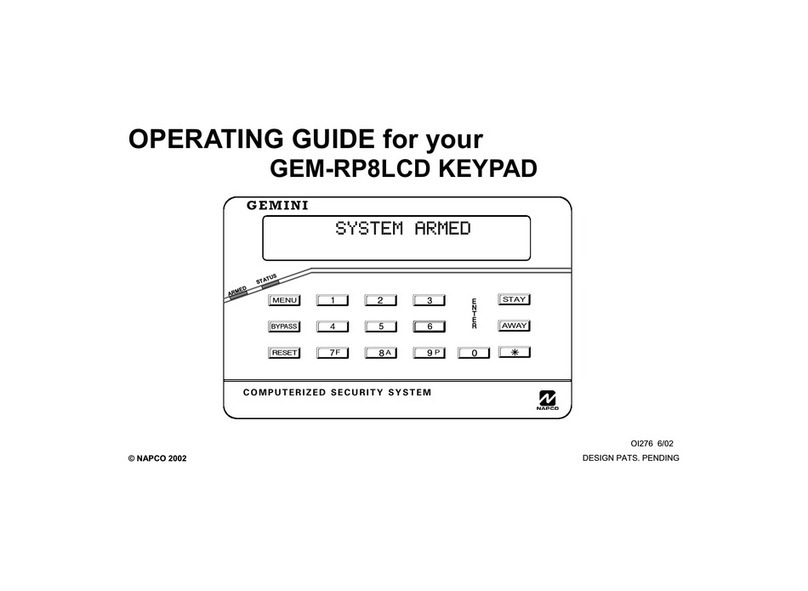 NAPCO GEM-RP8LCD User manual