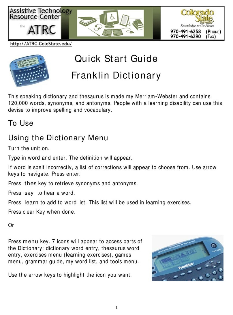 Franklin Dictionary quick start guide
