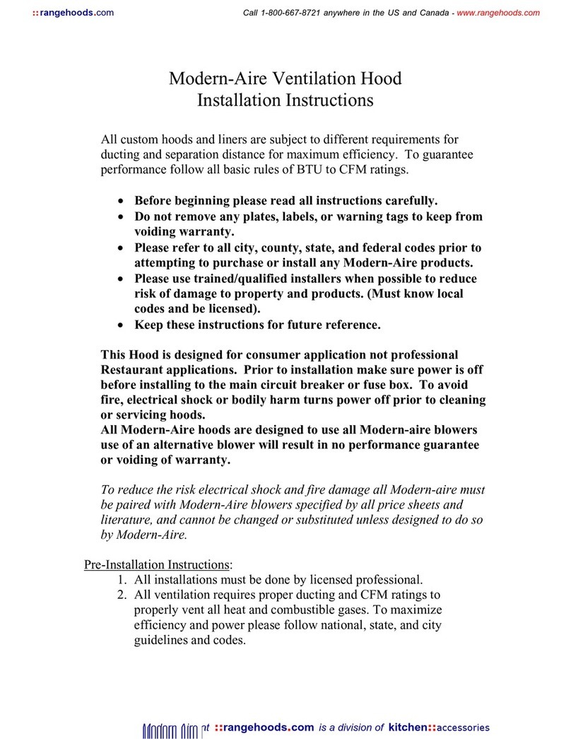Modern-Aire Ventilation Hood installation instructions Modern-Aire Ventilation Hood installation instructions