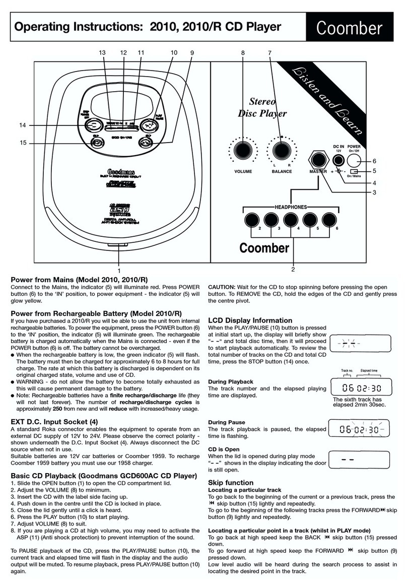 Coomber 2010 operating instructions
